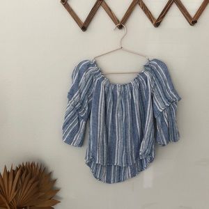 Blue and white crop top